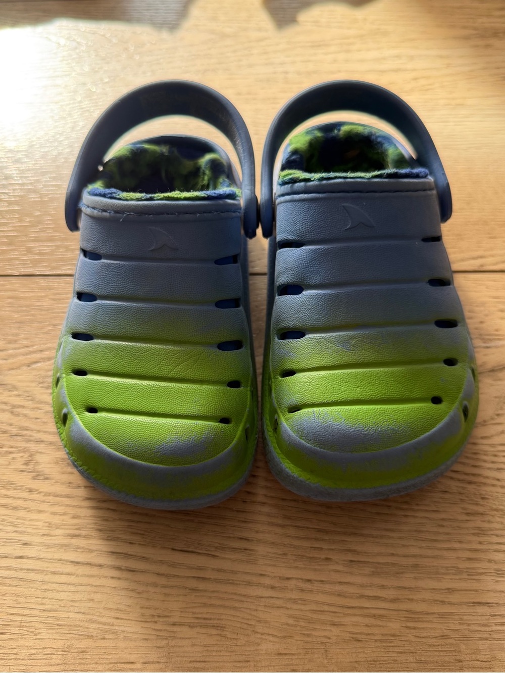 Toddler Green and Blue Slip-On Sandal Clog with Cozy Lining